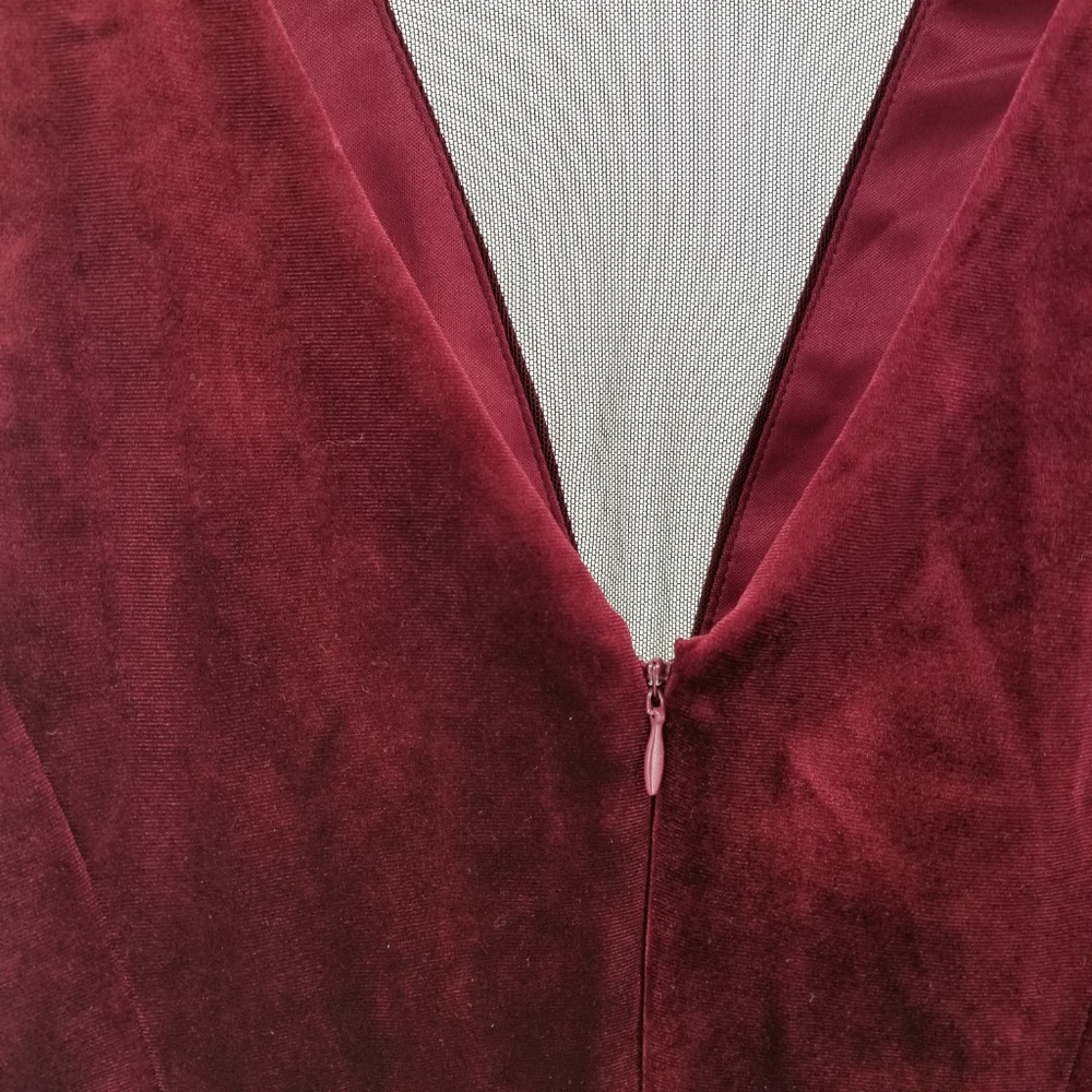 JS Collection 14 Wine V Neck Zip Dress 7BB60 - Picture 6 of 6